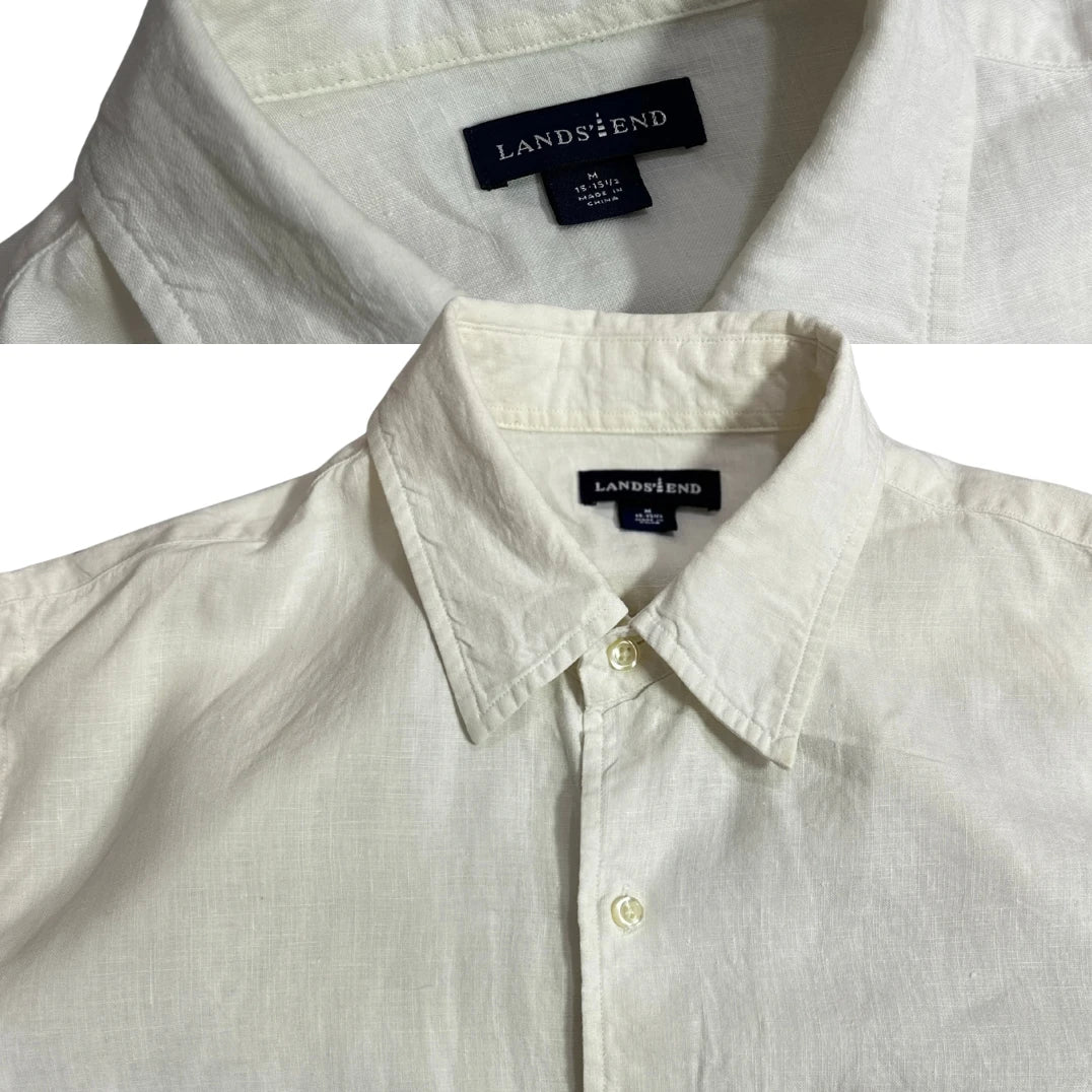 Lands’ End Classic White Linen Button-Down Shirt 👔