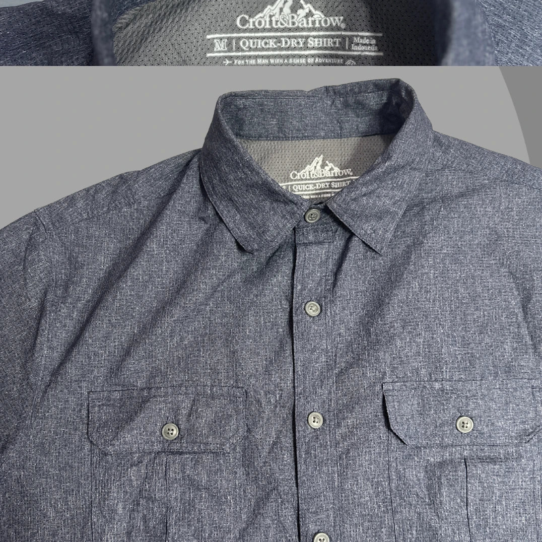Croft & Barrow Charcoal Grey Quick-Dry Short Sleeve Shirt |CHEST 23