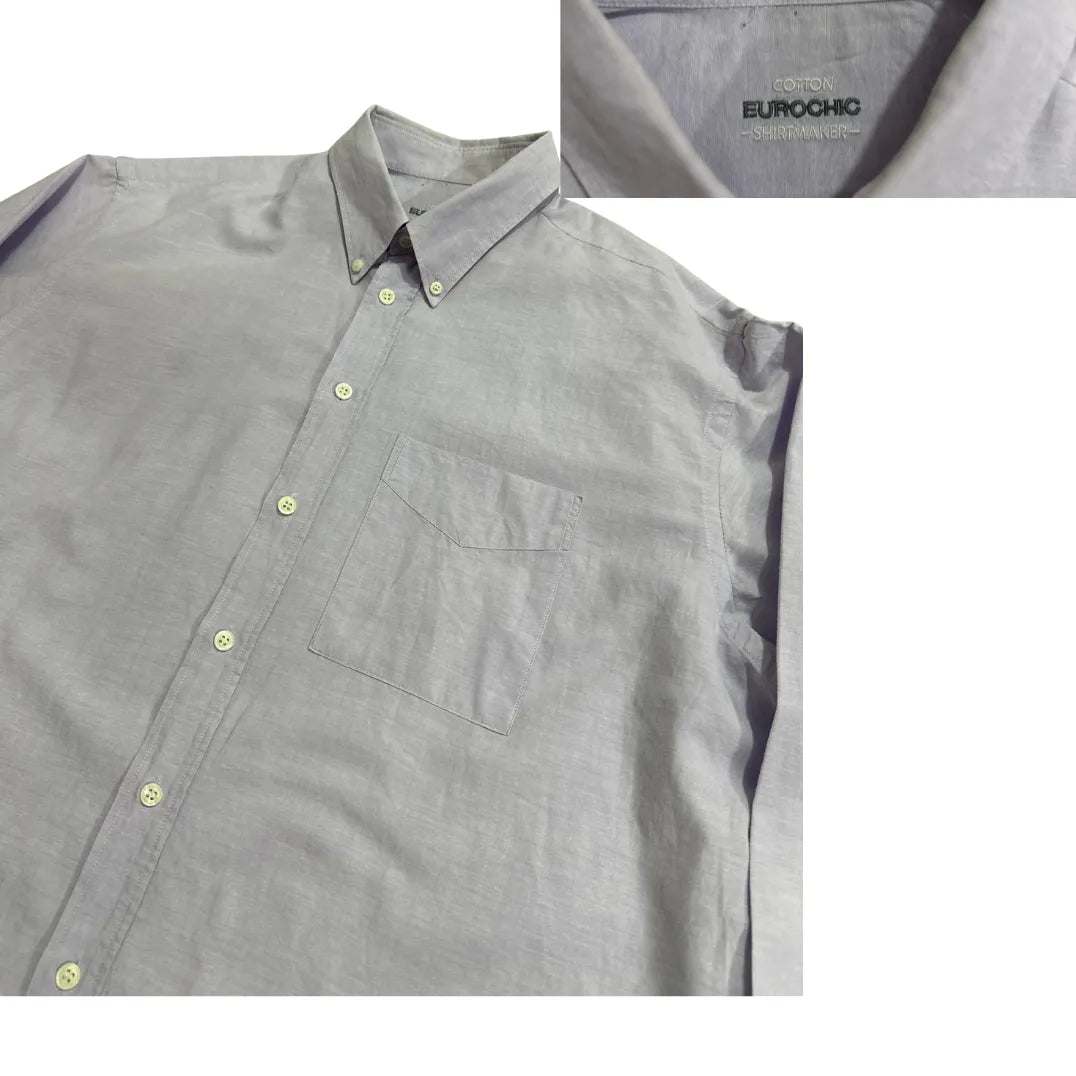 Eurochic Light Purple Classic Cotton Button-Down Shirt 🤍|CHEST 26(XXL)