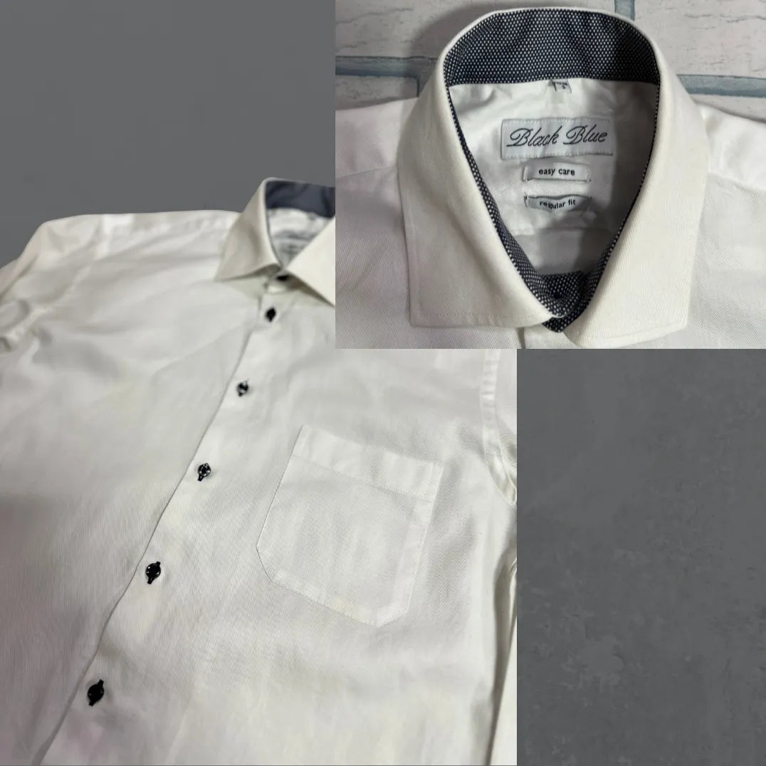 Black Blue® White Classic Easy-Care Button-Down Shirt 🤍|CHEST 21 (LARGE)