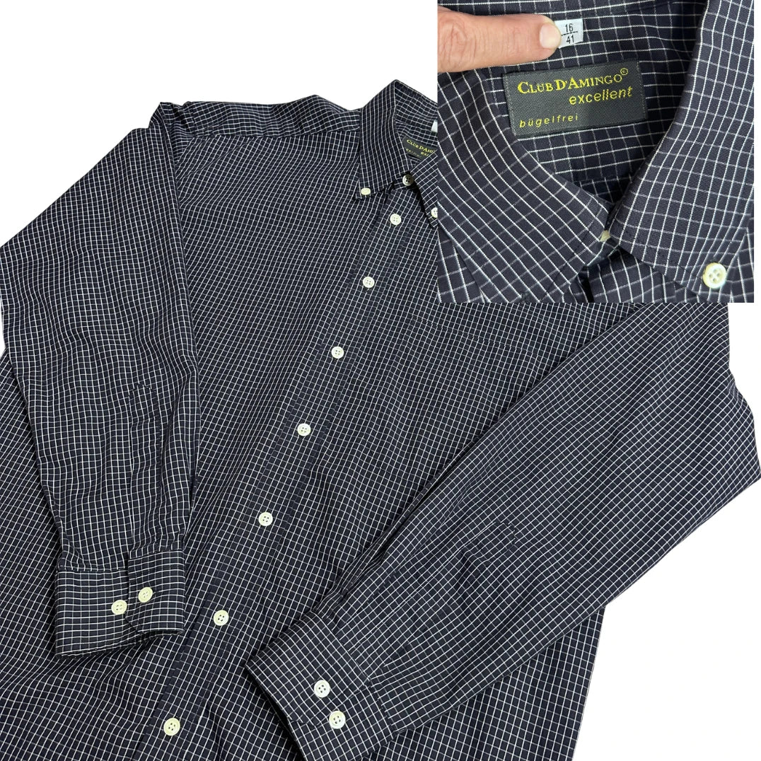 Black Mini Check Button-Down Shirt ⚫(XL)
