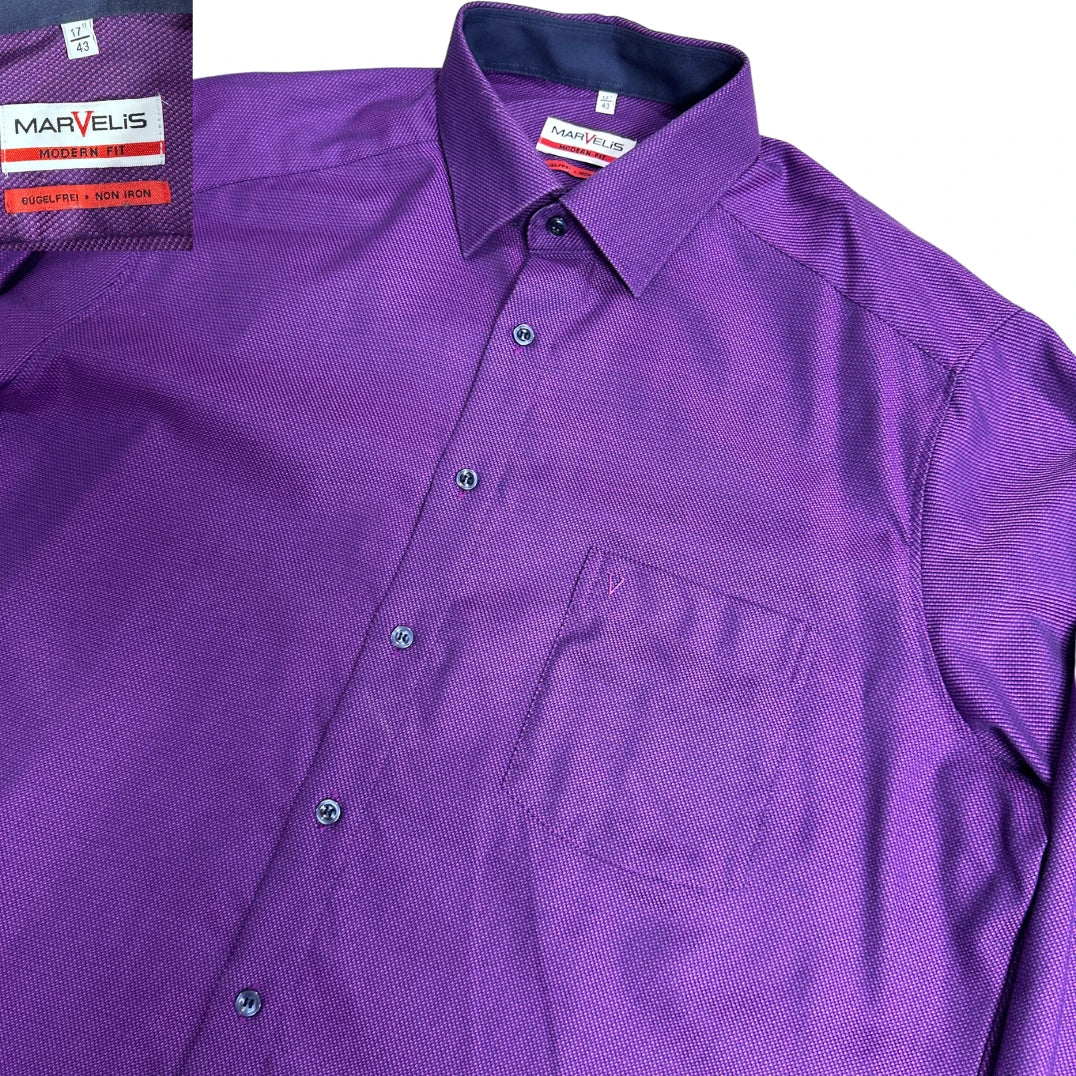 MarVelis® Purple Modern Fit Formal Shirt – 17 / 43(XL)