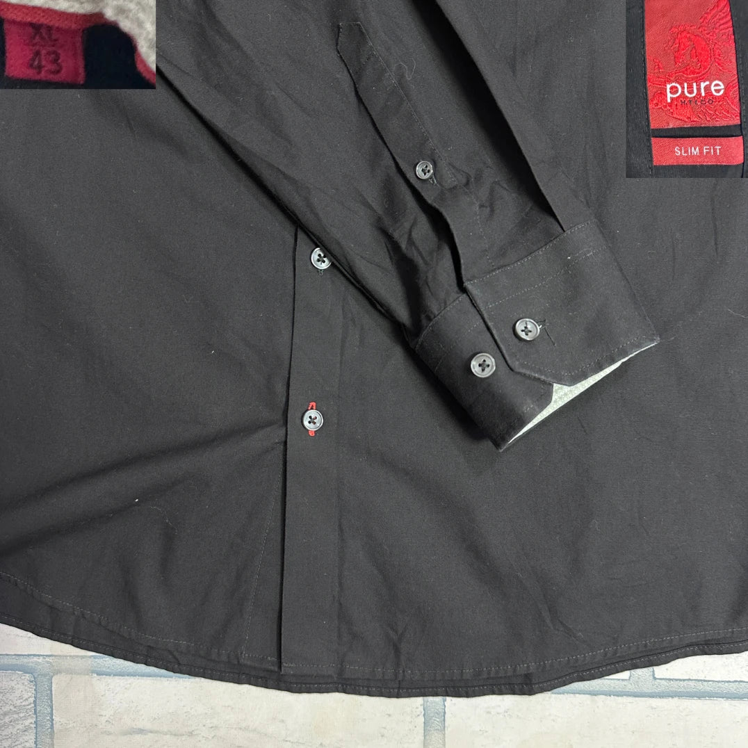 Pure® Black Slim Fit Formal Shirt 🖤(XL)