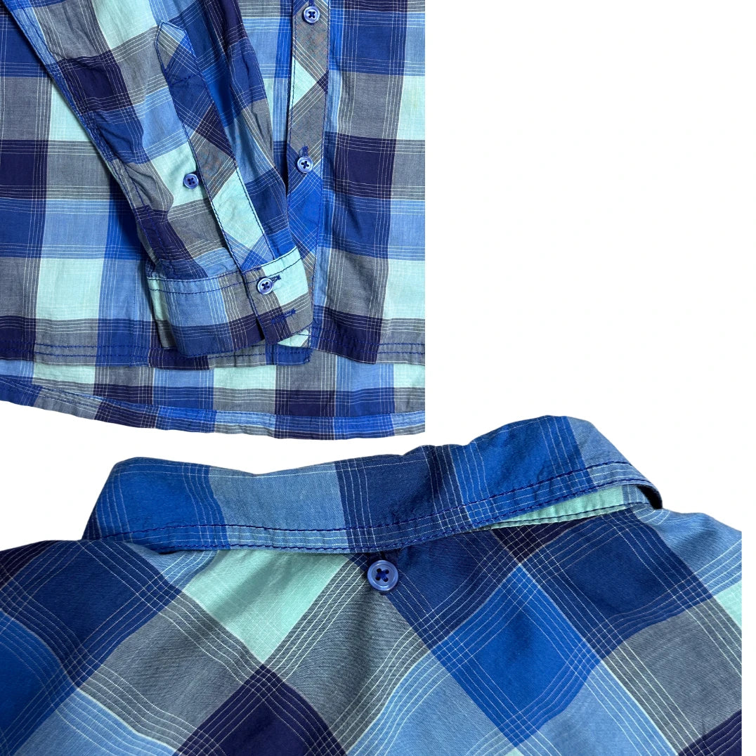 💙 Aqua Blue Plaid Casual Shirt(XL)