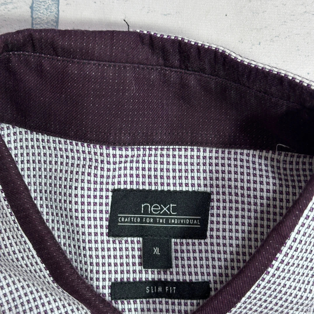 Next® Slim Fit Micro Print Short Sleeve Shirt(XL)