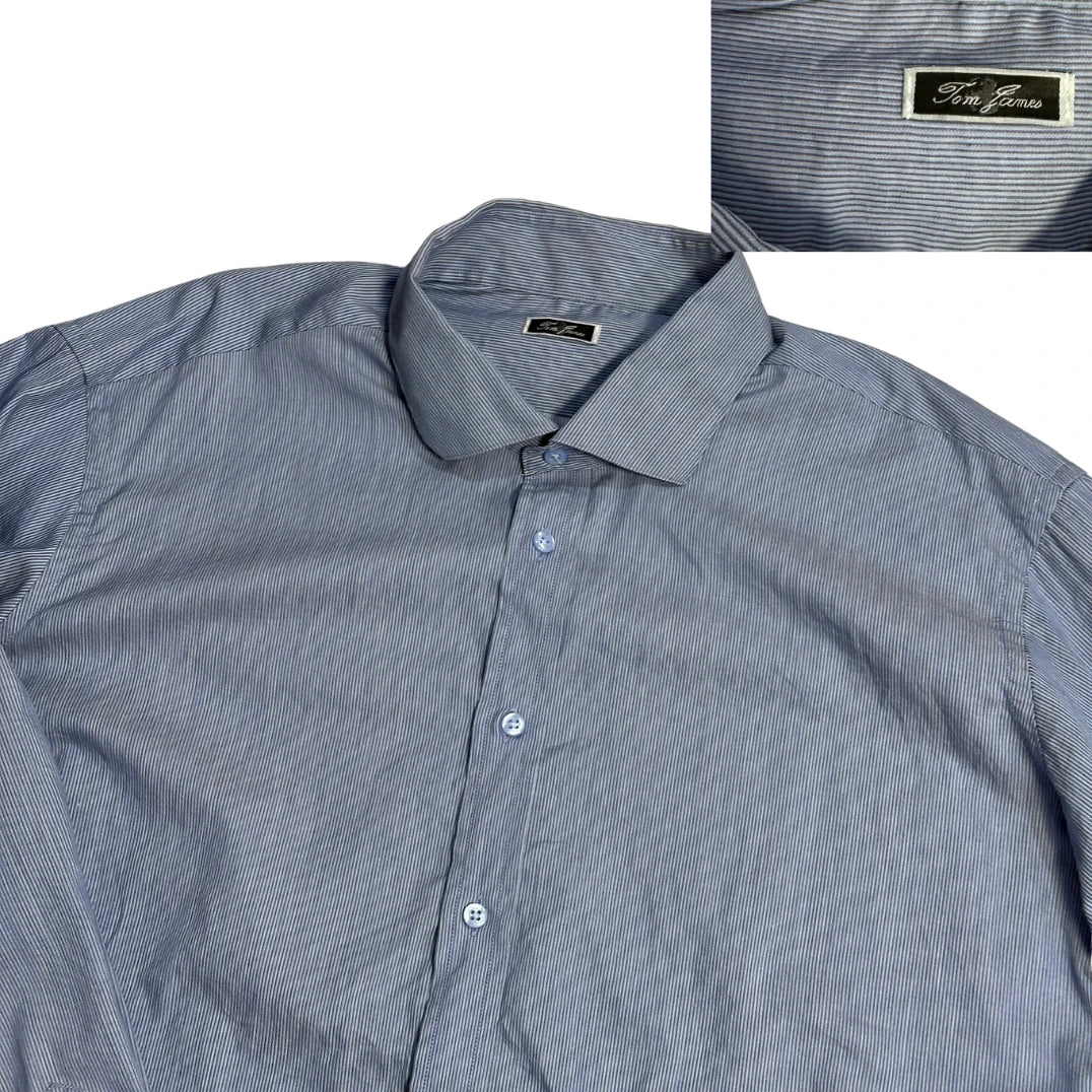 Tom James® Blue Striped Formal Shirt(XL)