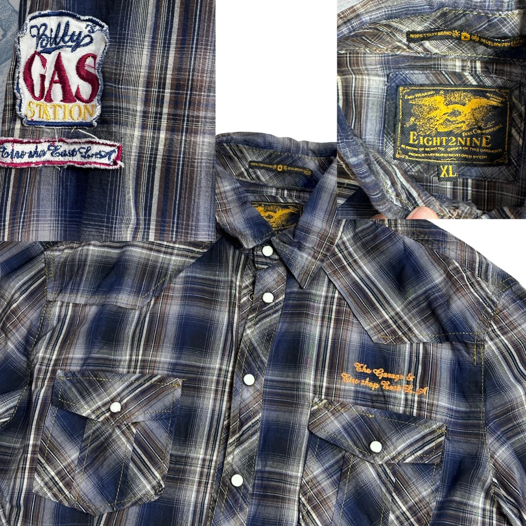 Eight2Nine® Blue Grey Western Casual Shirt(XL)