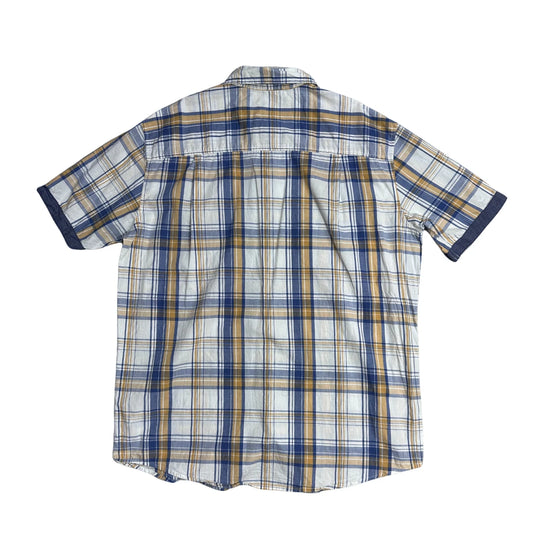 Atlas For Men® White Blue Check Short Sleeve Shirt(L)