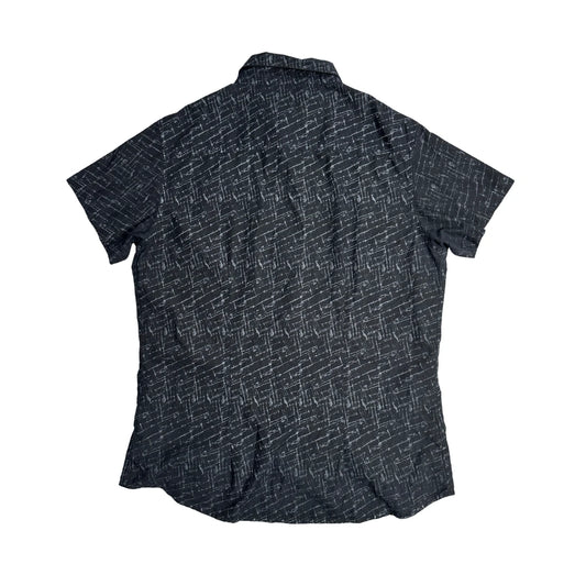 SMOG® Black Abstract Casual Shirt(XL)