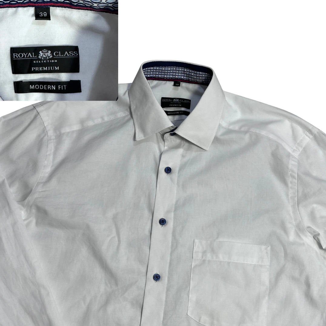 👔 Royal Class® White Modern Fit Dress Shirt(L)