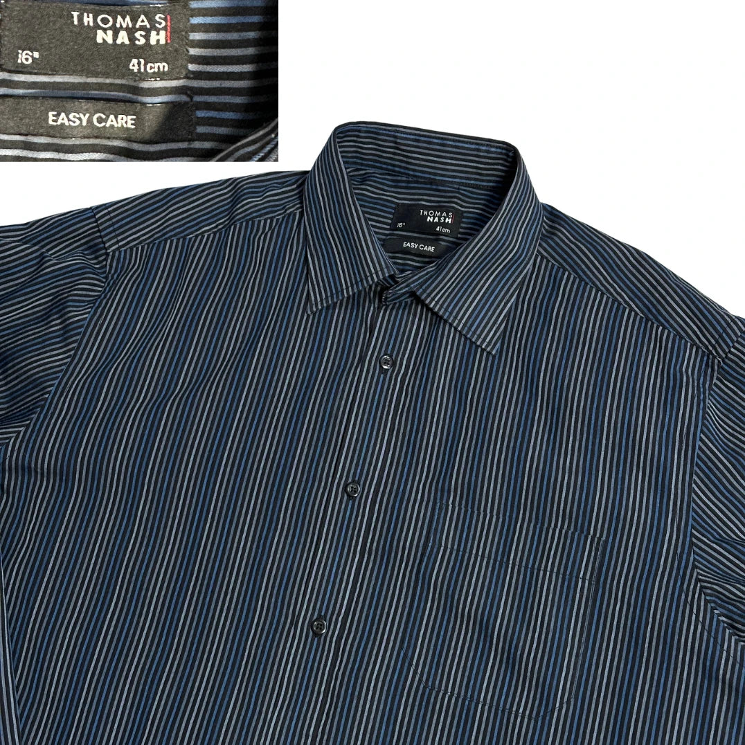 👔 Thomas Nash® Black Striped Formal Shirt(L)