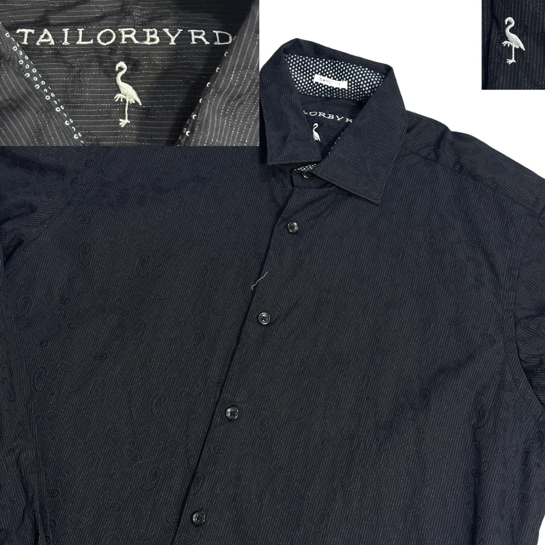 Tailorbyrd® Black Textured Formal Shirt 🖤(L)