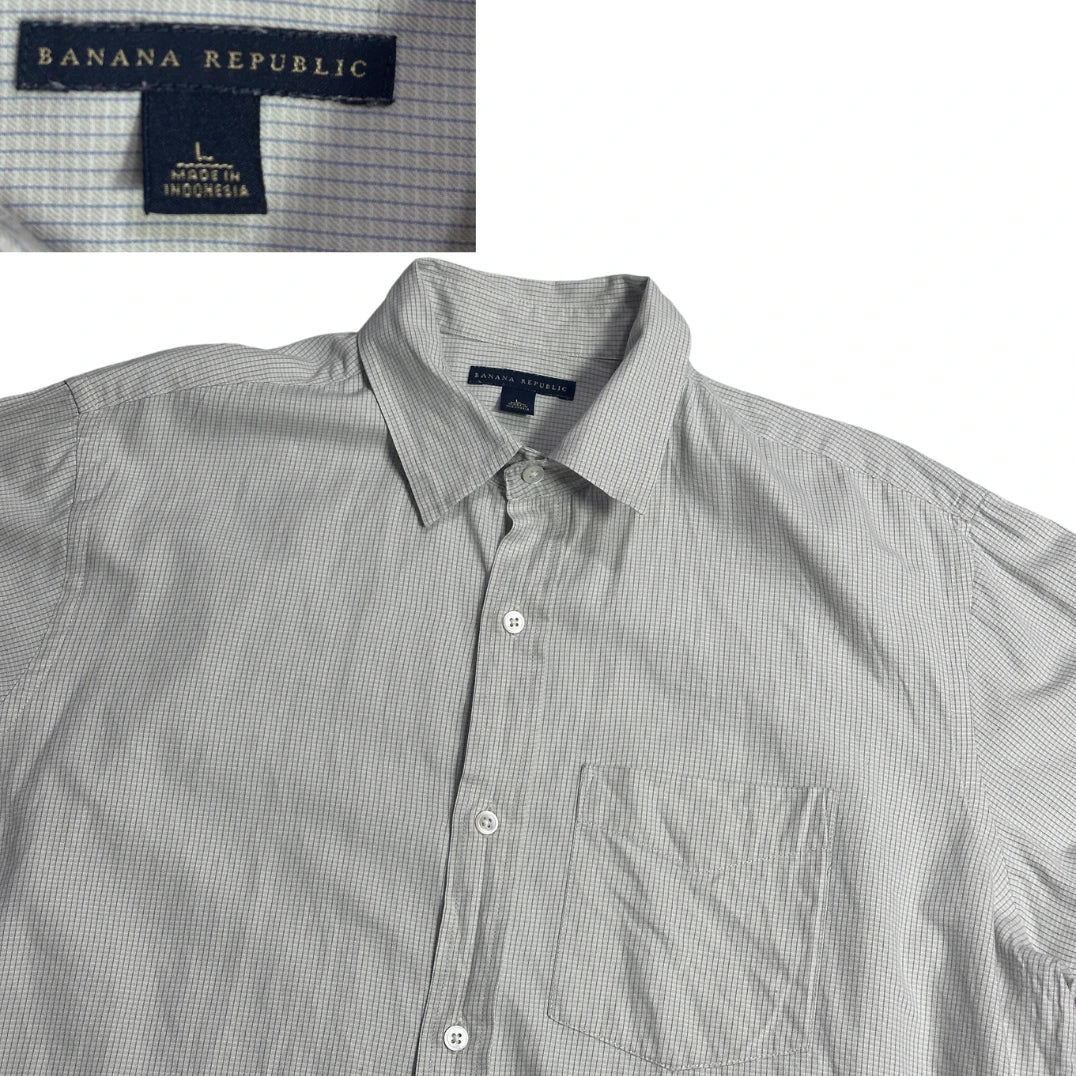 Banana Republic® Grey Micro Check Formal Shirt(L)