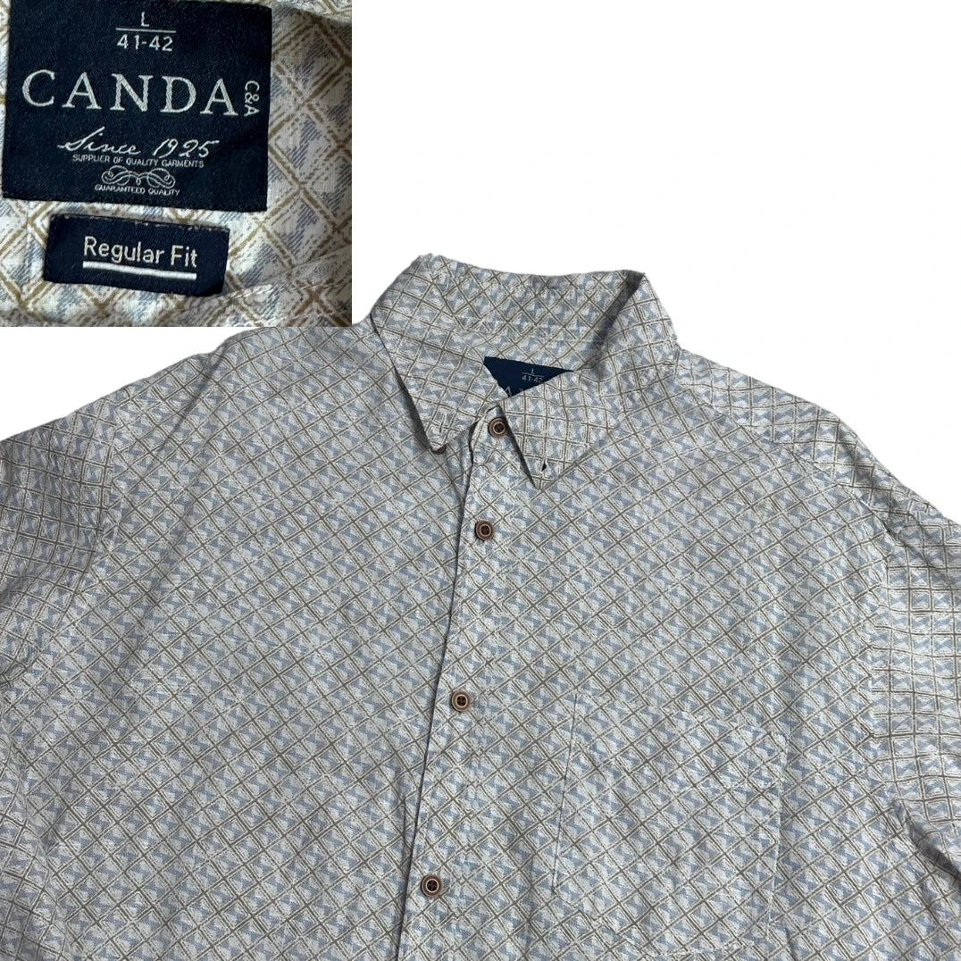 Canda® Beige Patterned Casual Shirt(L)
