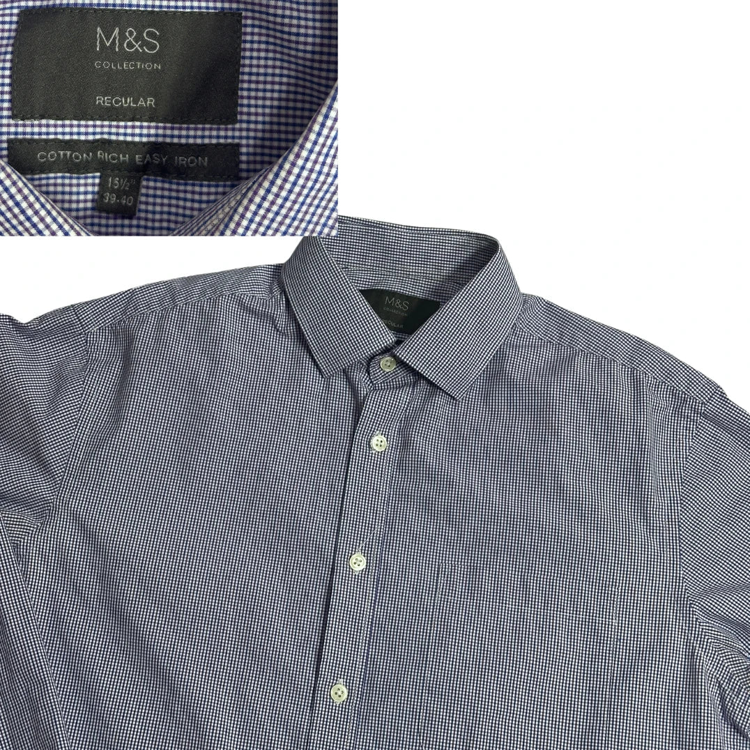 M&S® Navy Check Formal Shirt(L)
