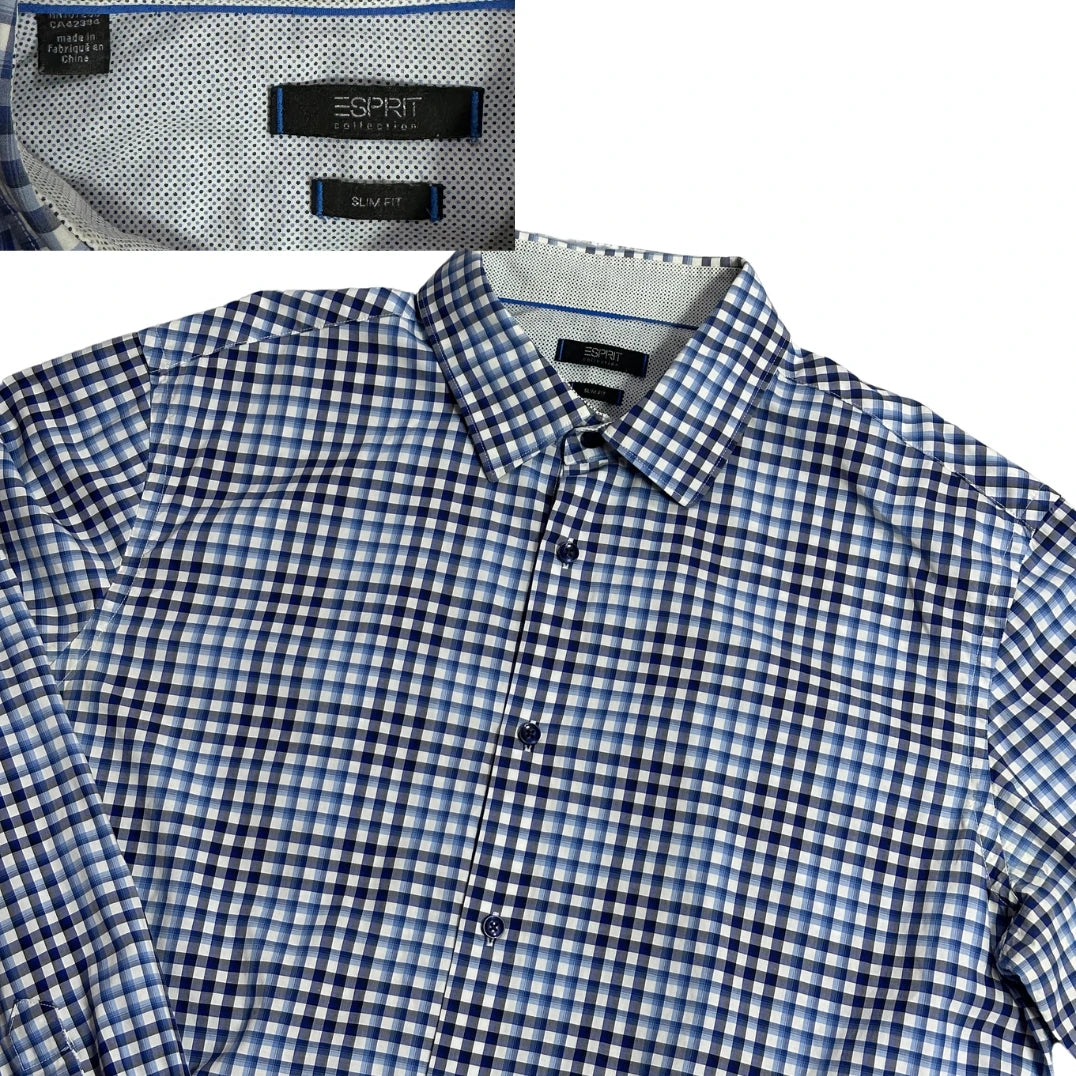 Esprit® Blue Check Slim Fit Shirt 🔵(M)