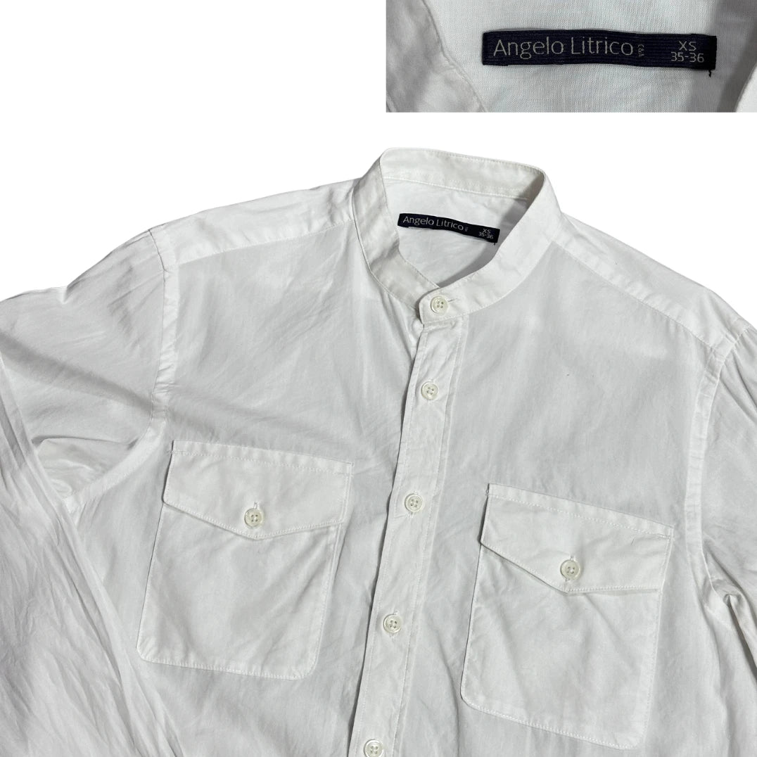 Angelo Litrico® White Mandarin Collar Utility Shirt(S)