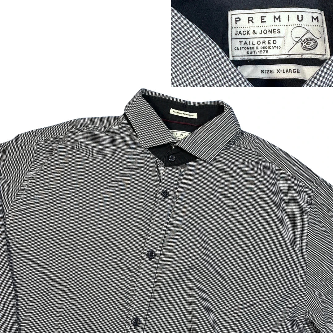 Jack & Jones® Black Micro Check Dress Shirt (XL)