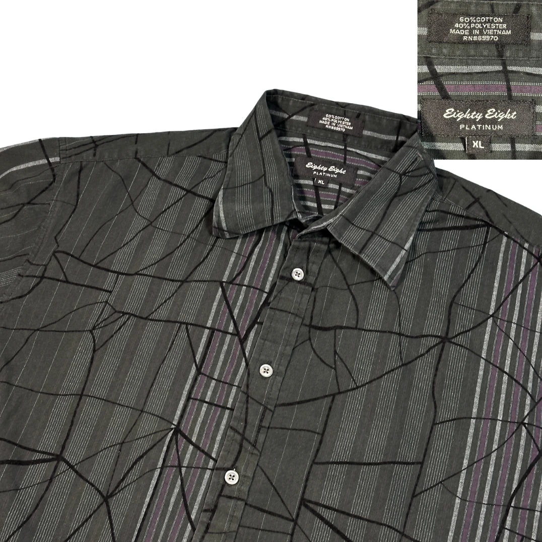 Eighty Eight Platinum® Charcoal Abstract Stripe Shirt (XL)