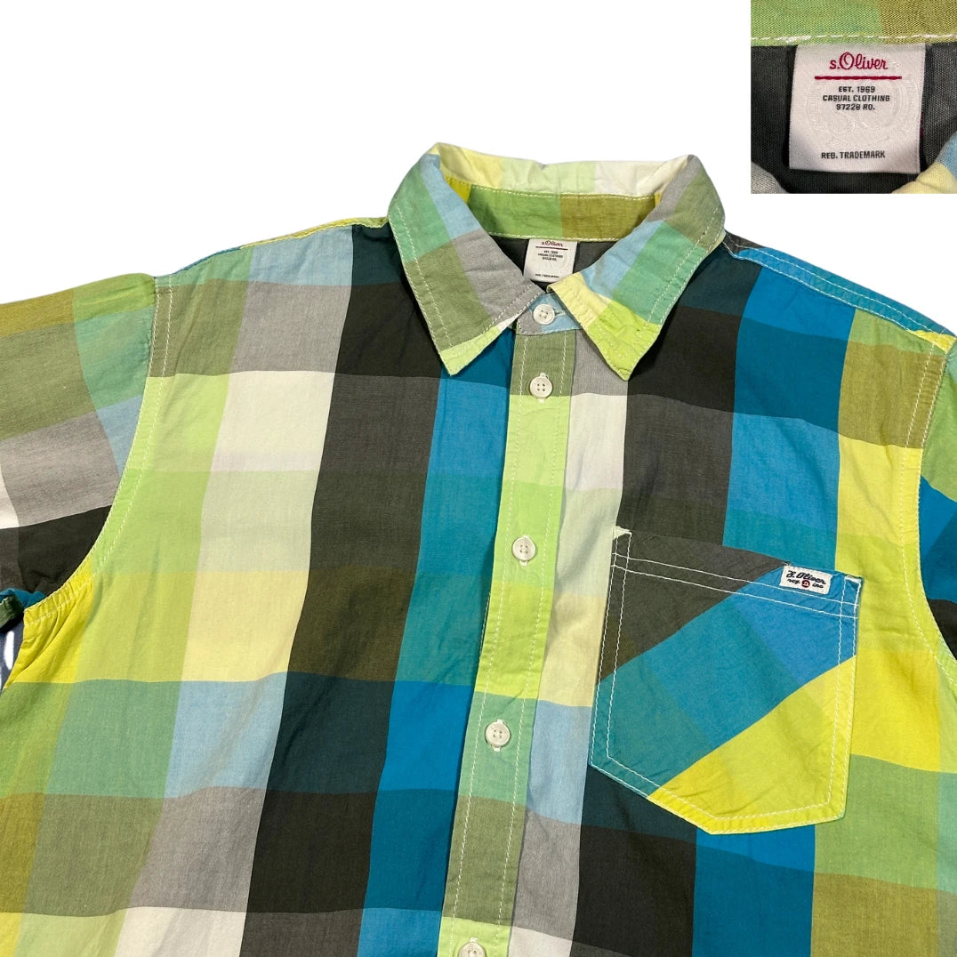 s.Oliver® Green & Blue Check Short Sleeve Shirt (S)