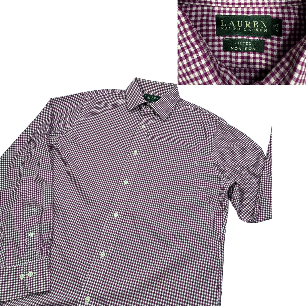Ralph Lauren® Burgundy Check Formal Shirt(L)