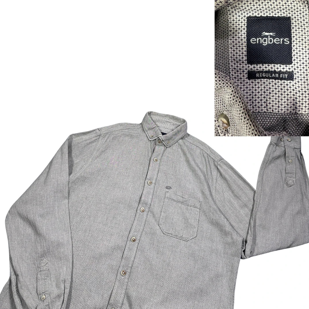 Engbers® Grey Micro Print Regular Fit Shirt (M)
