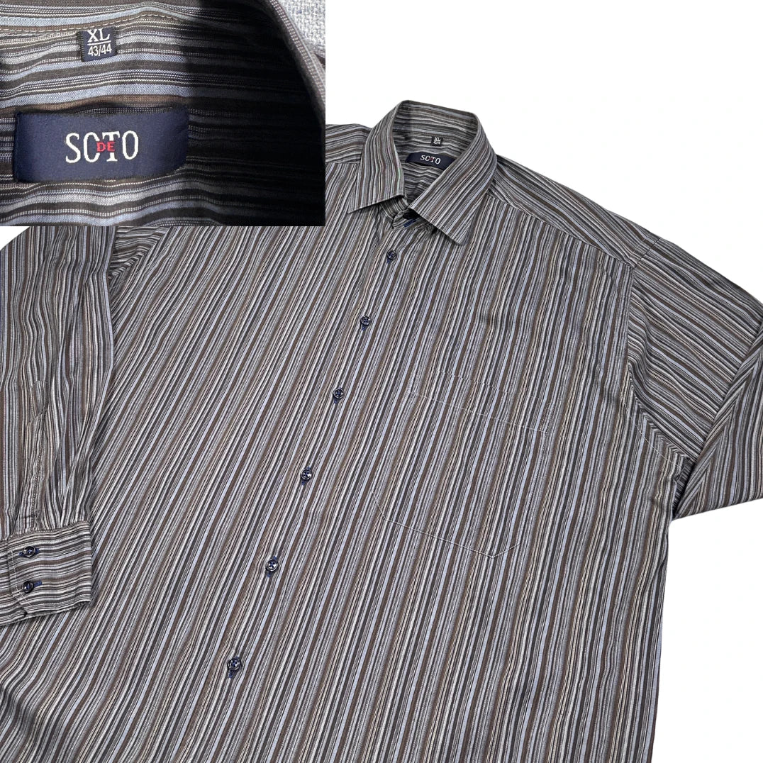 SCOTO® Grey Striped Formal Shirt (XL)