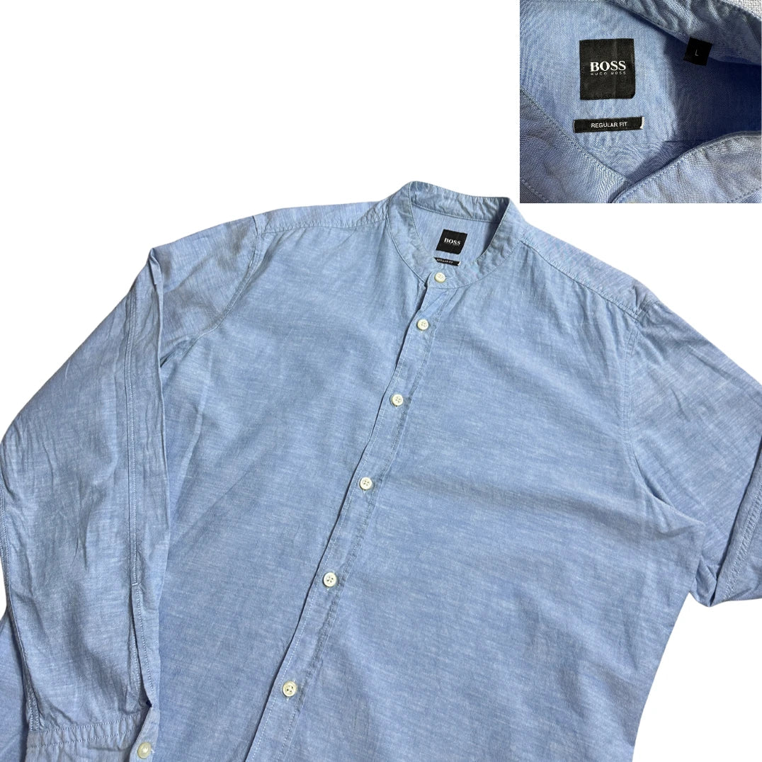 Boss® Light Blue Mandarin Collar Casual Shirt (L)