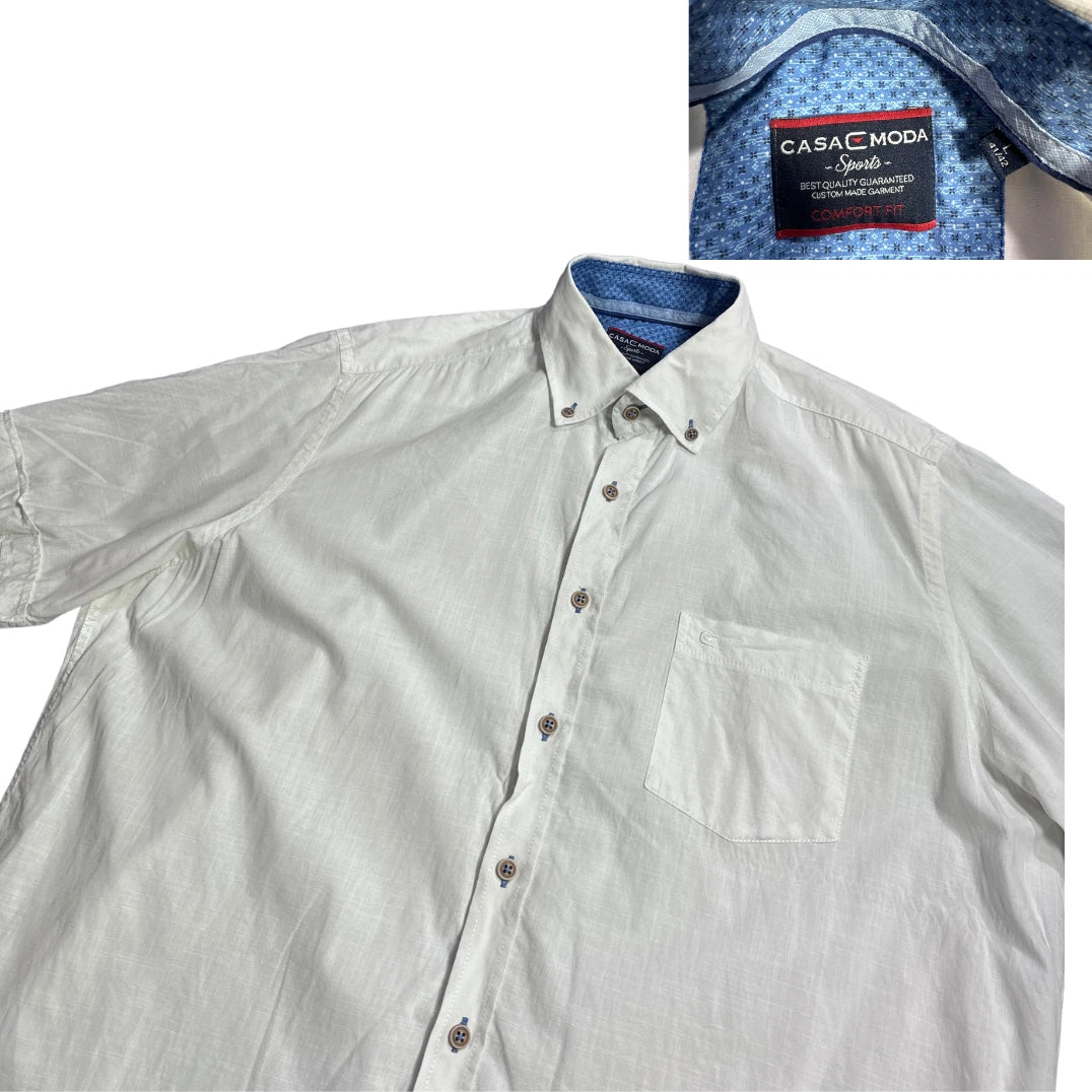 Casa Moda® White Comfort Fit Short Sleeve Shirt (L)