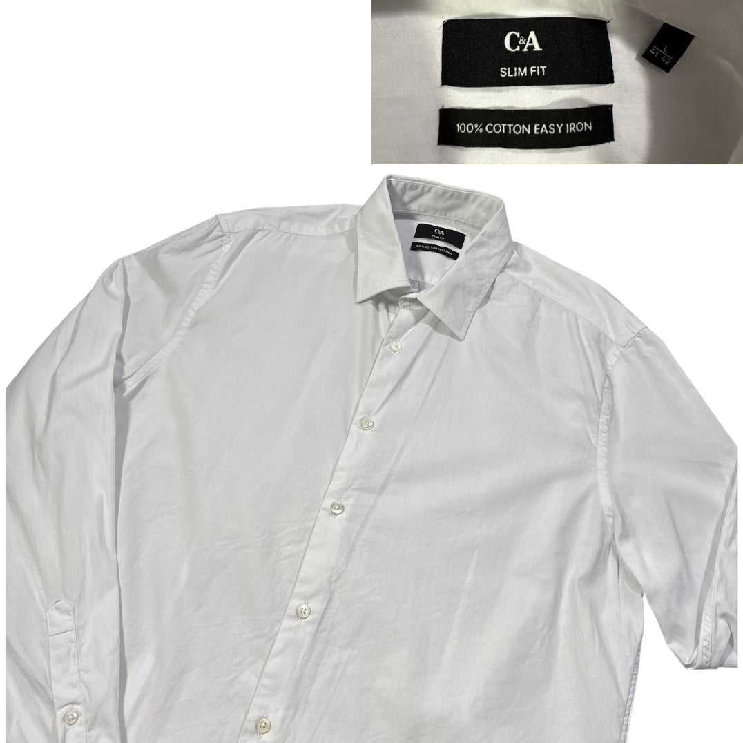 C&A® White Slim Fit Dress Shirt(L)