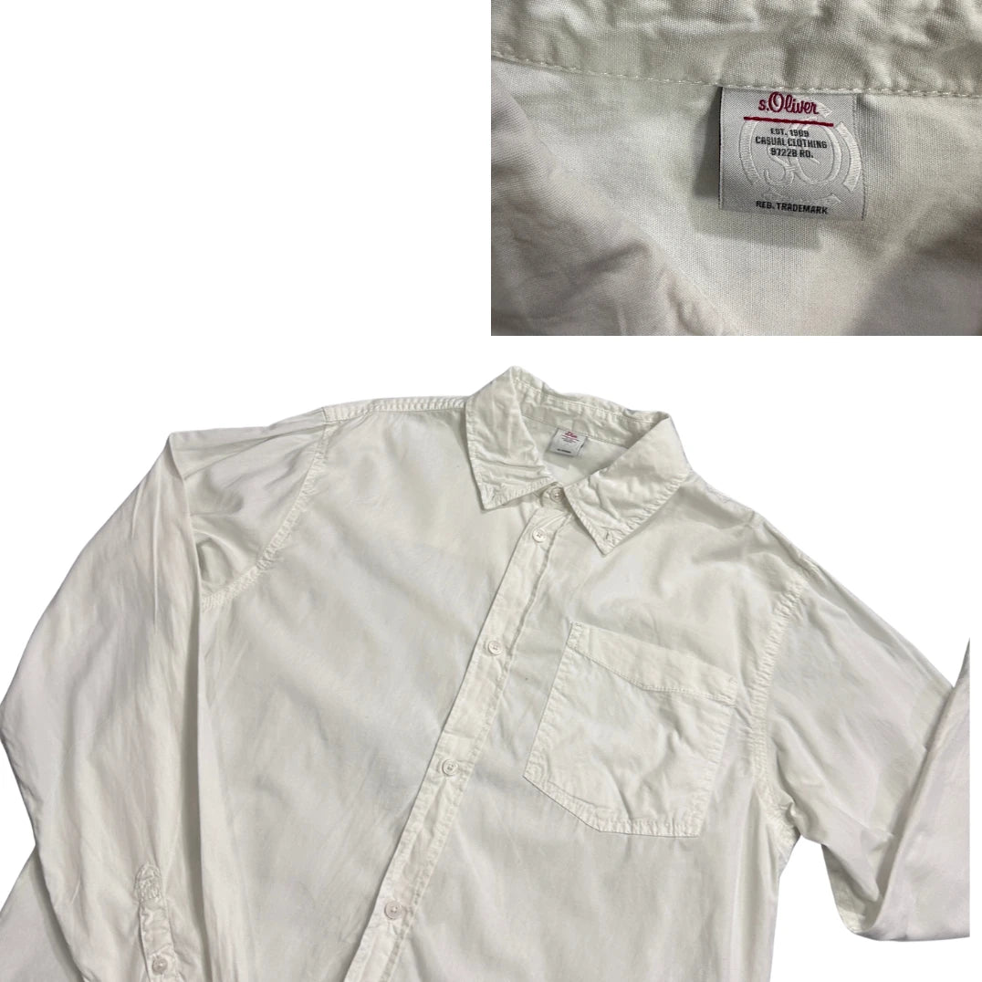 s.Oliver® White Long Sleeve Casual Shirt(S)