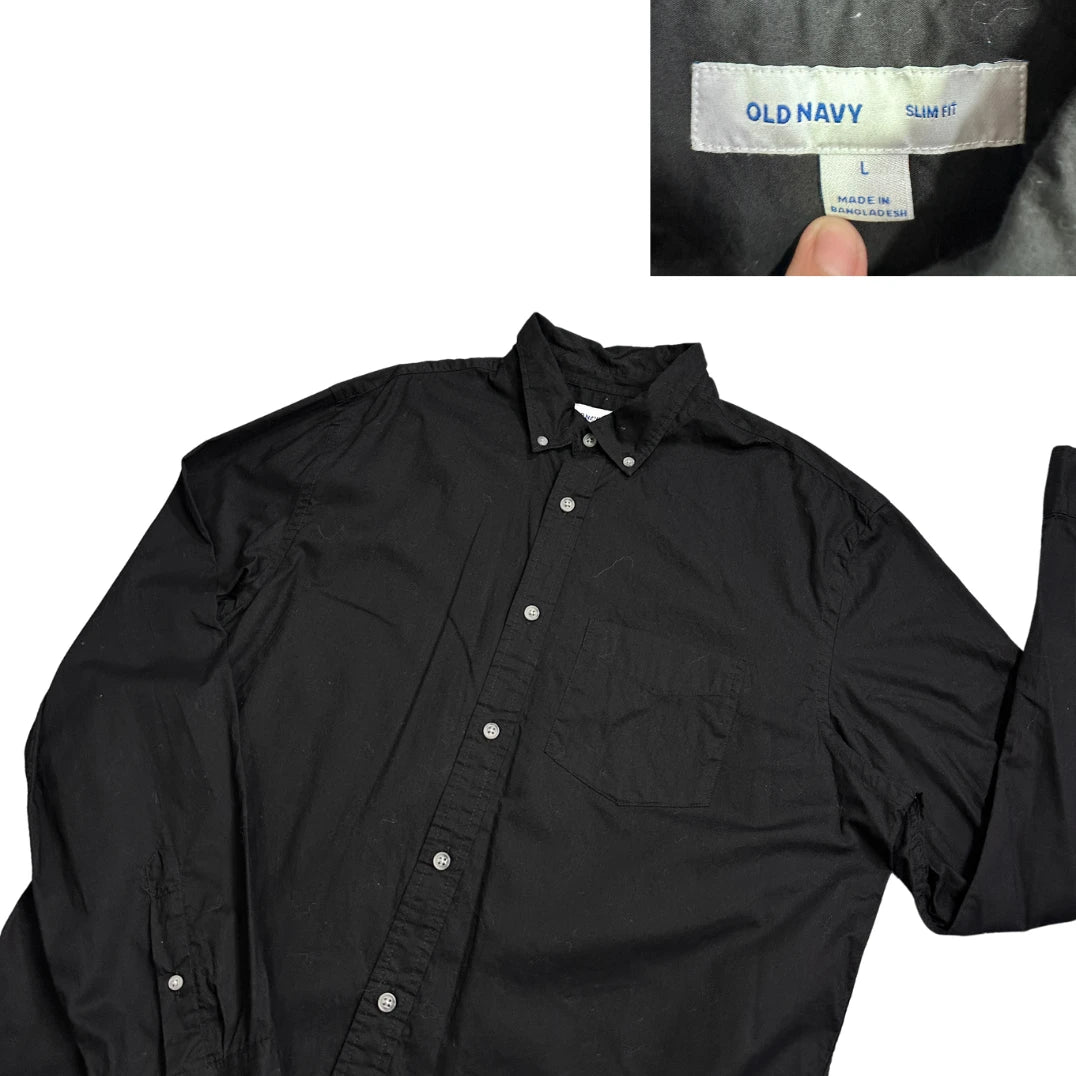 Old Navy® Black Slim Fit Long Sleeve Shirt(L)