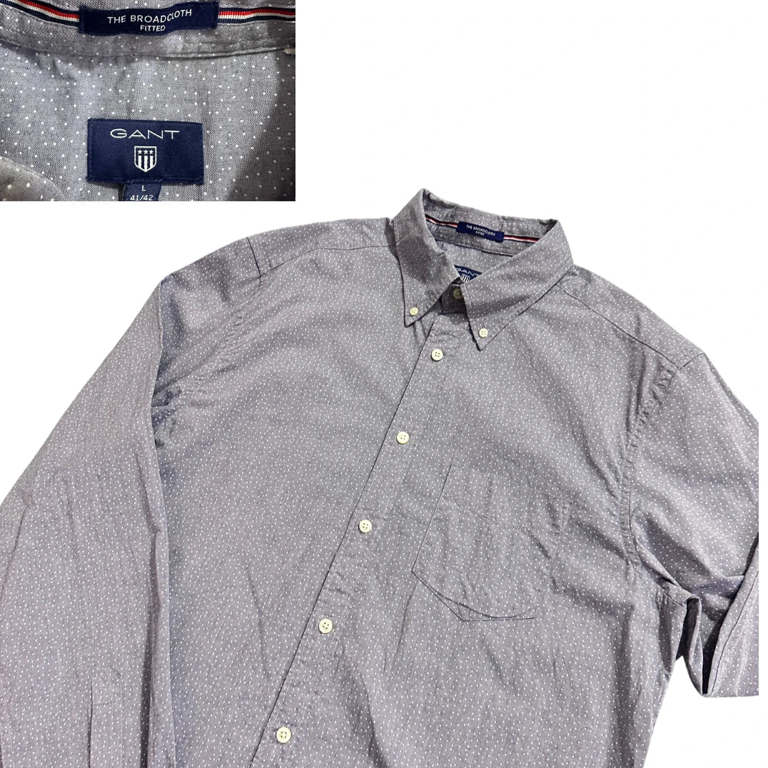 GANT® Grey Micro Dot Button-Down Shirt(L)