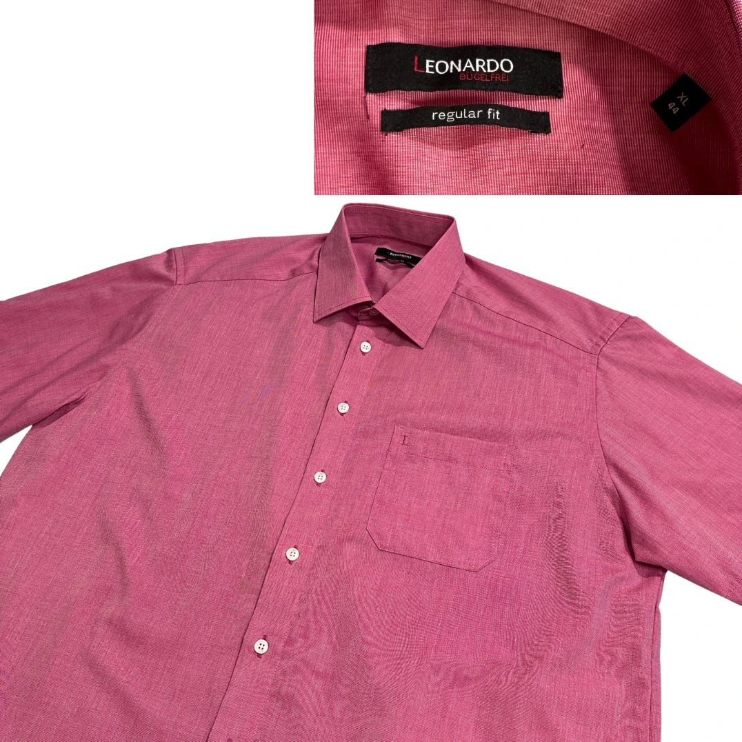 Leonardo® Pink Regular Fit Short Sleeve Casual Shirt(XL)