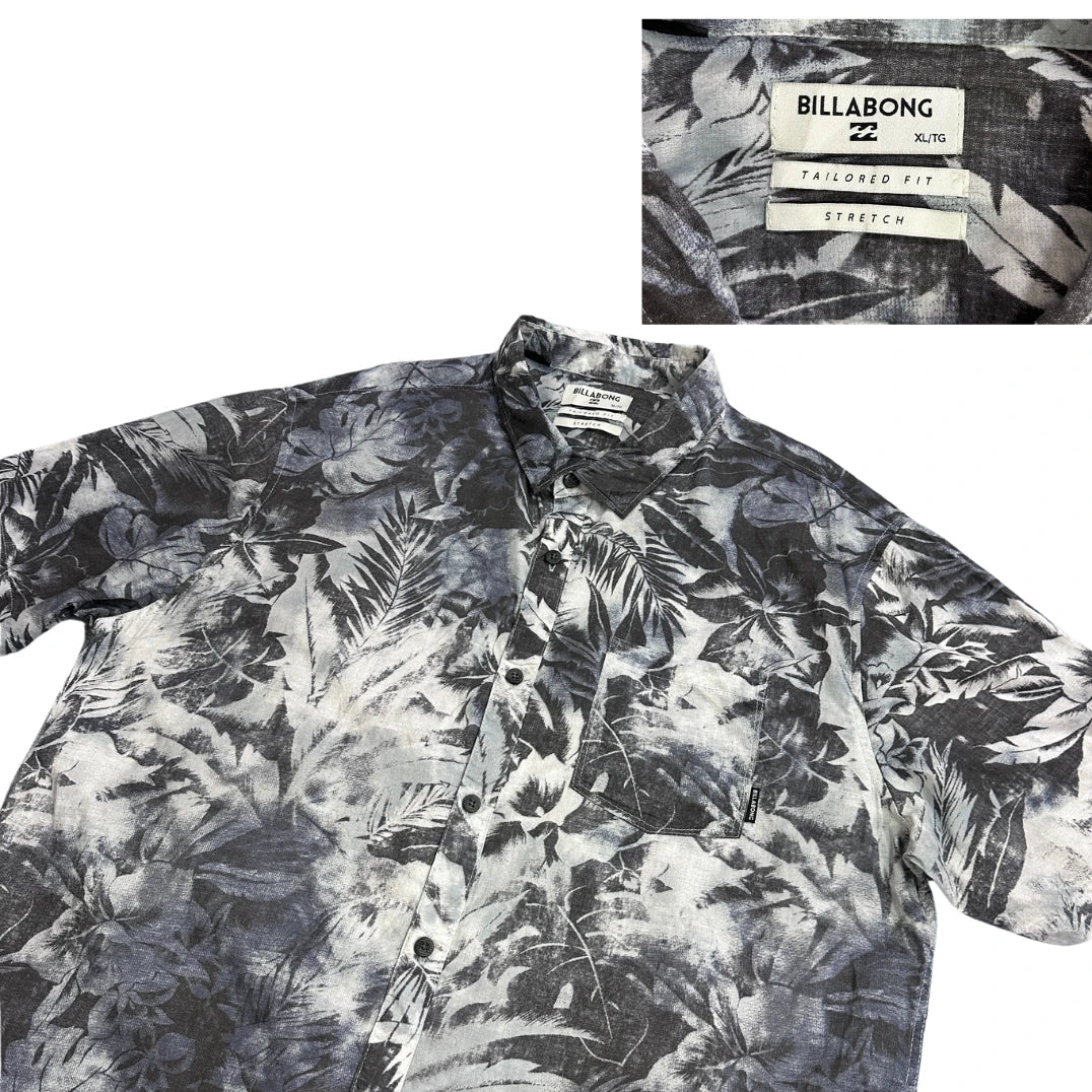 Billabong® Grey Tropical Print Short Sleeve Shirt(XL)
