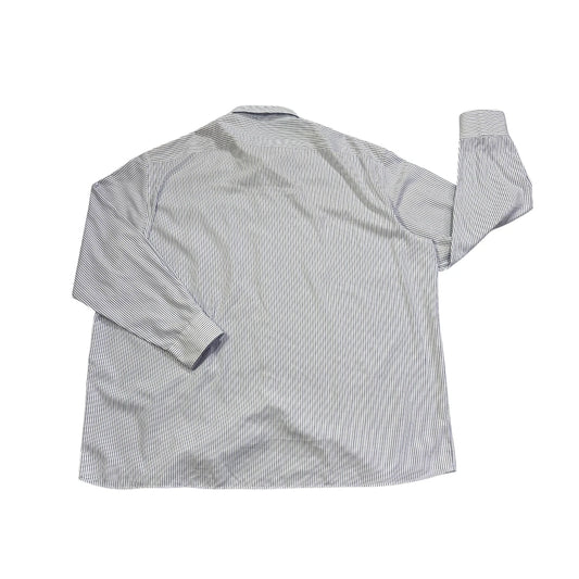 LIEVE® White & Blue Striped Button-Down Shirt(3XL)