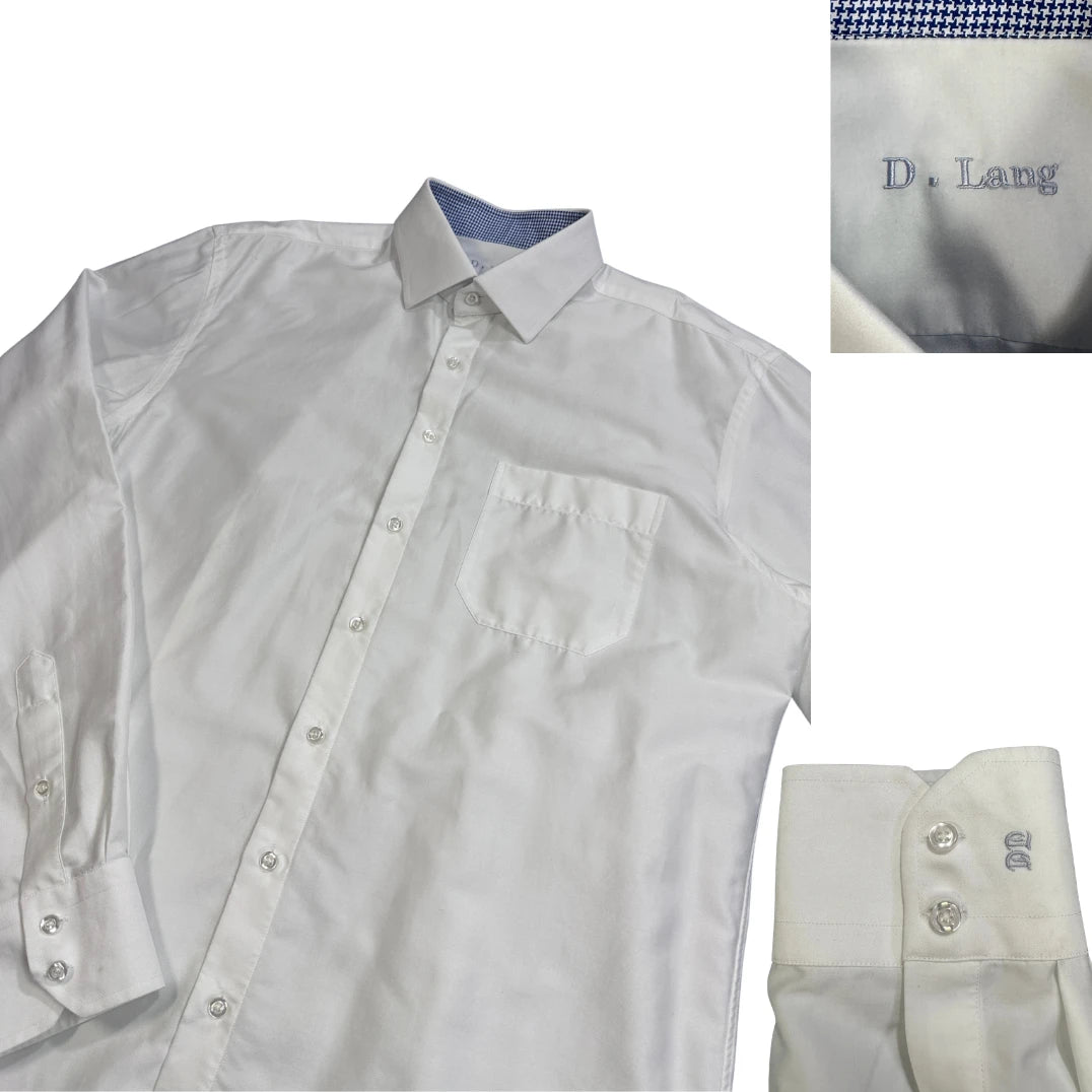 D. Lang® White Formal Dress Shirt(L)