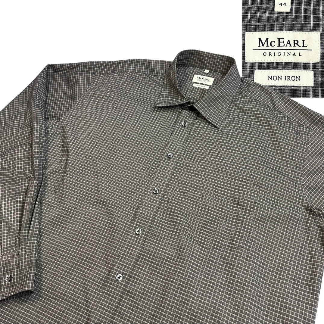 McEARL® Grey Non-Iron Check Formal Shirt(XL)