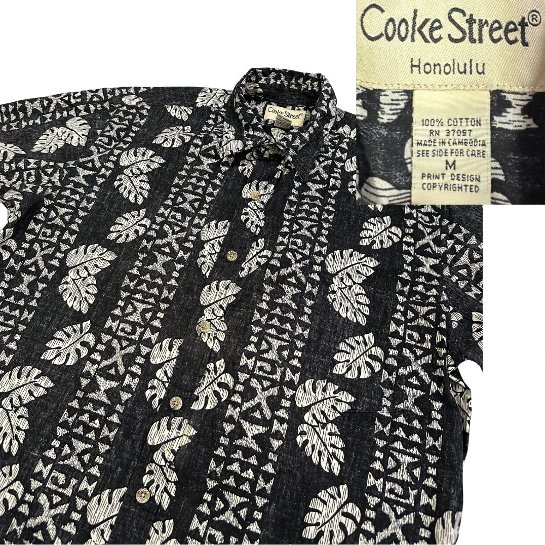 Cooke Street® Black Tropical Print Short Sleeve Shirt(M)