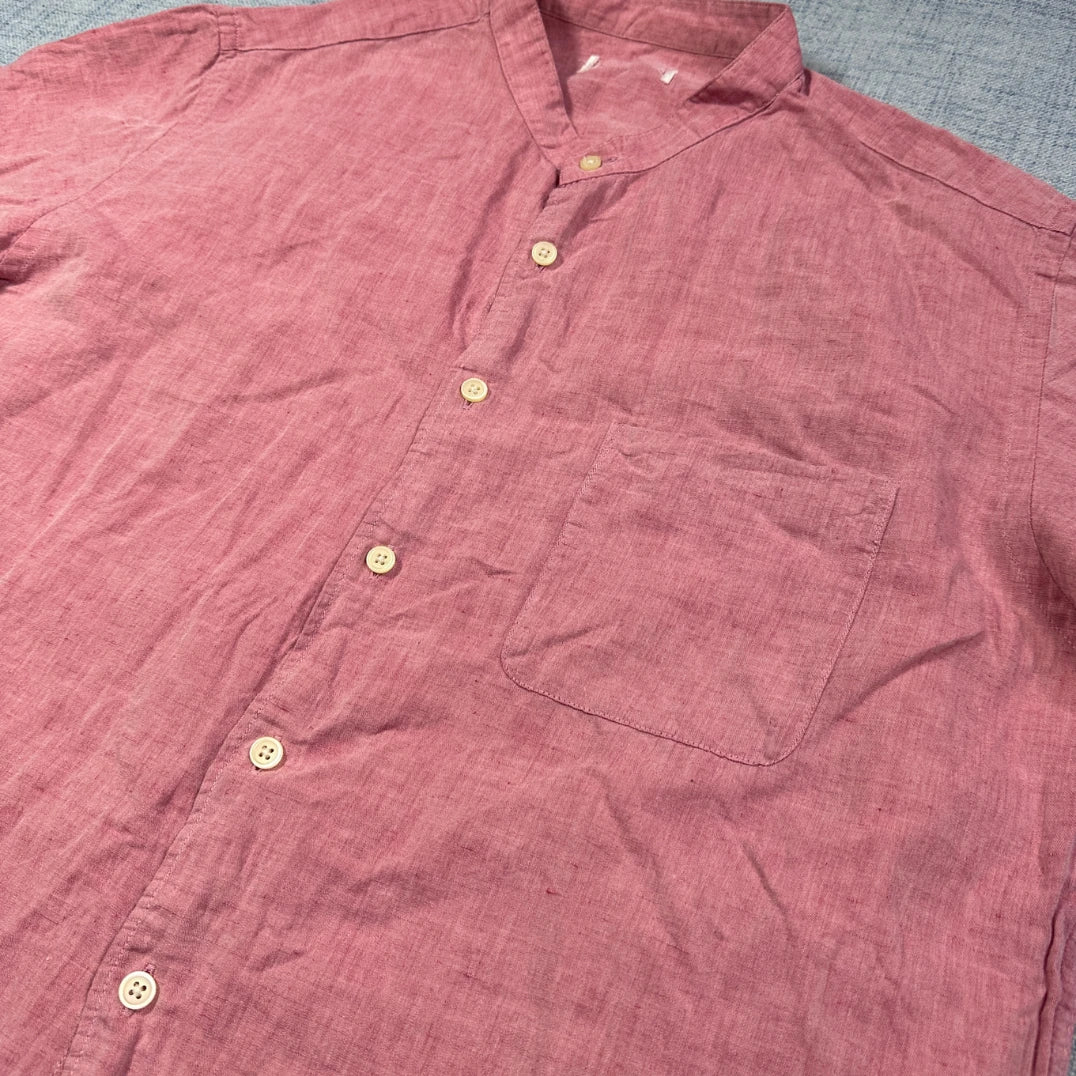 Band Collar Short Sleeve Shirt(L)
