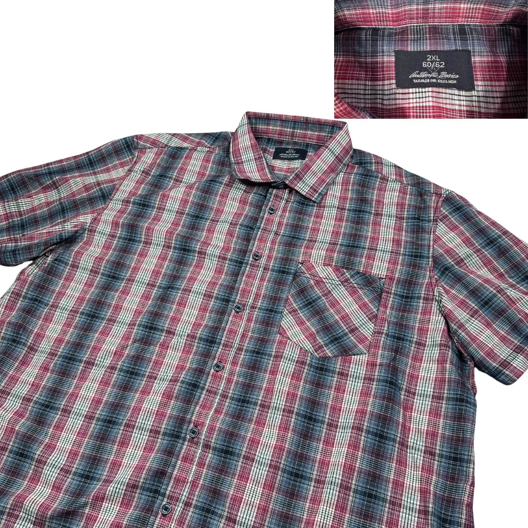 Antonio Rossi® Red Blue Checked Short Sleeve Shirt(2XL)