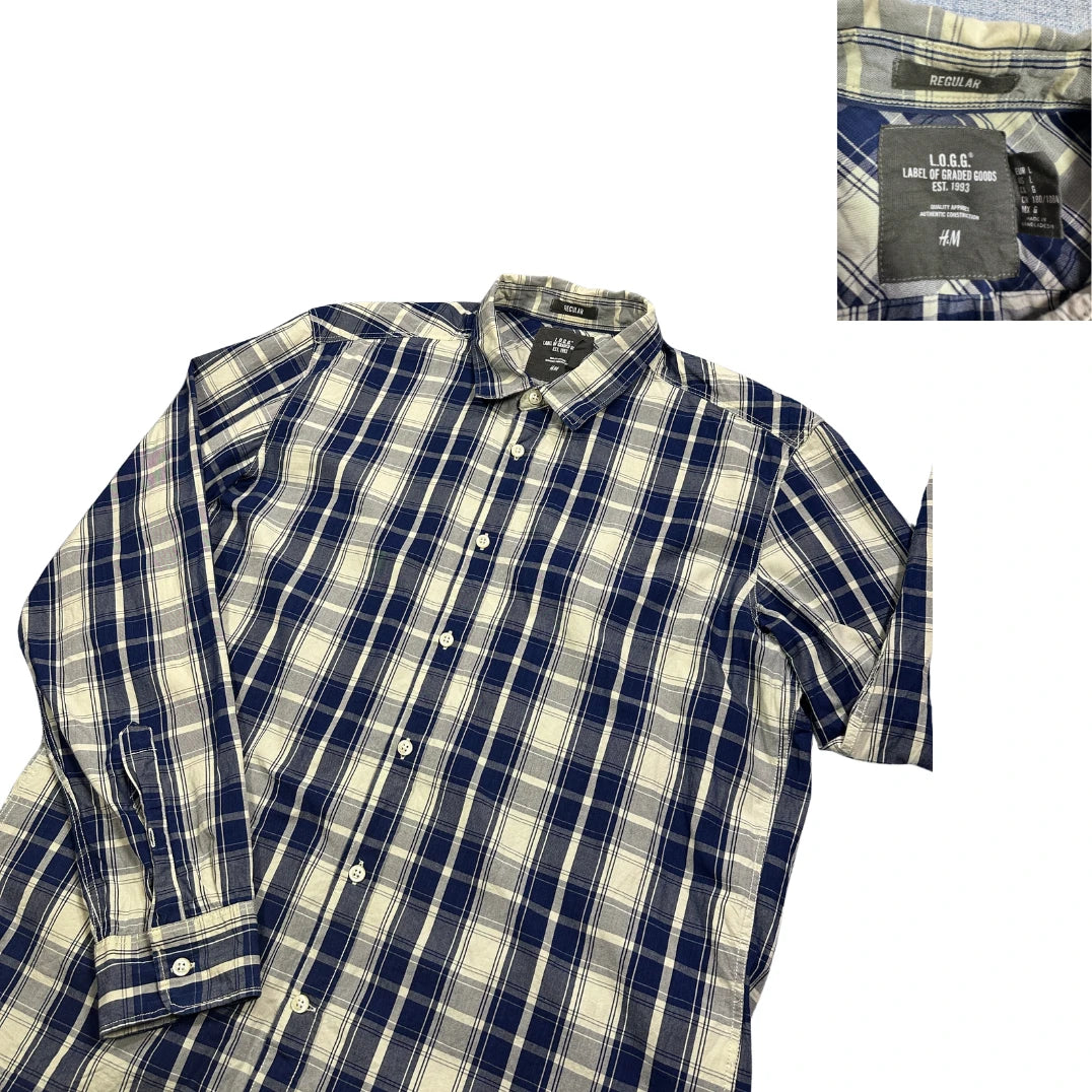H&M® Blue Checked Casual Button-Up Shirt(L)