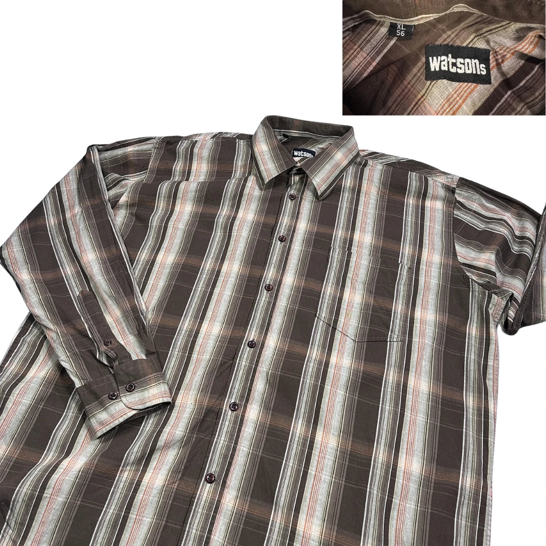 Watsons® Brown Striped Casual Shirt(XL)