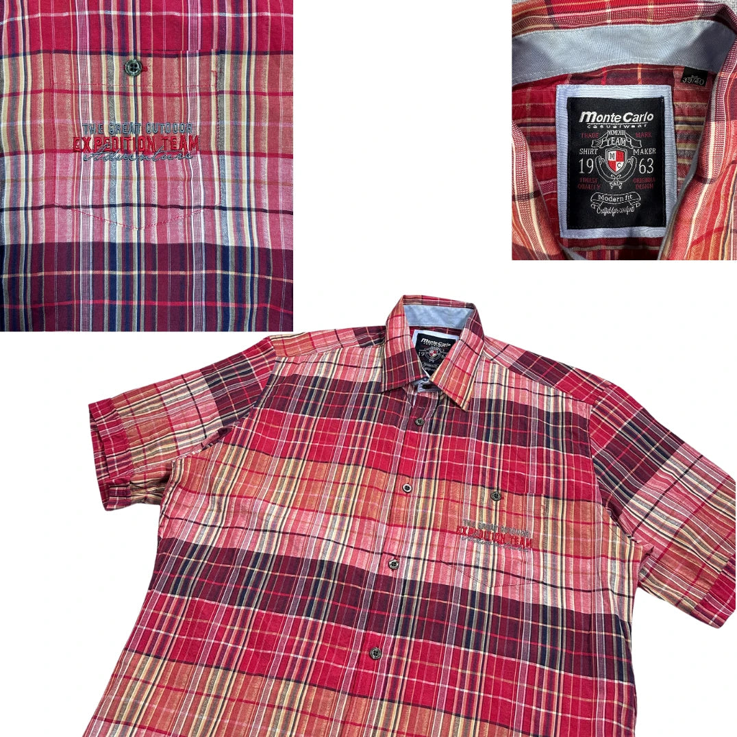 Monte Carlo® Red Checked Short Sleeve Shirt(M)