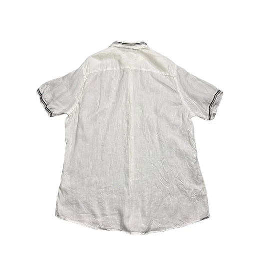 Emilio Adani® White Linen Blend Short Sleeve Shirt(XL)