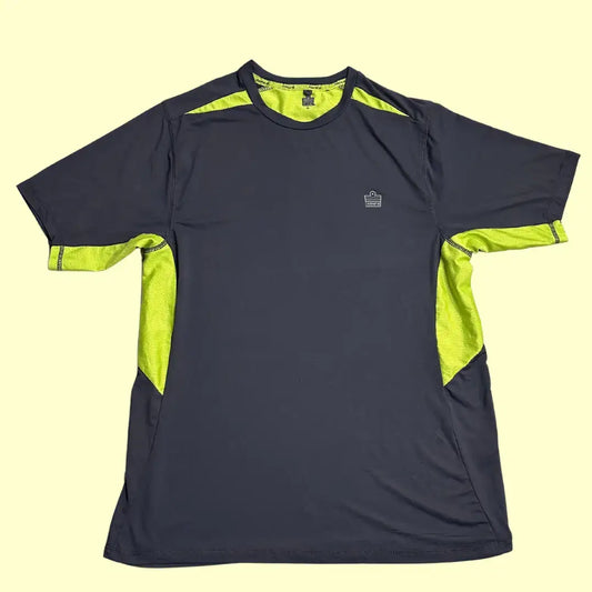 Admiral Sports Performance Tee in black with neon yellow mesh panels.