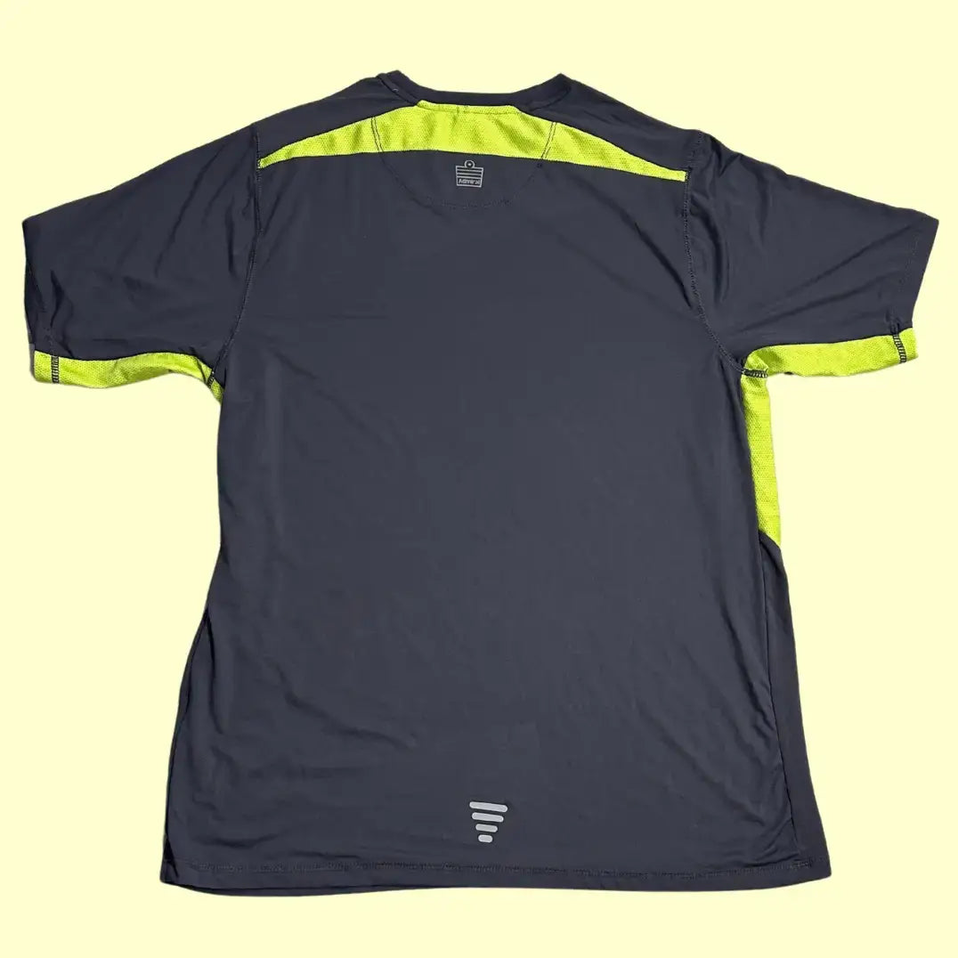 Admiral Sports Performance Tee in black with neon yellow mesh panels.