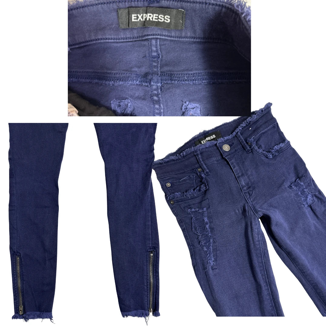 EXPRESS Women’s Distressed Skinny Blue Jeans