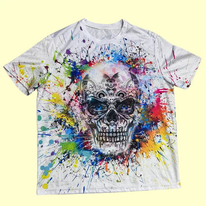 Color Splash Skull Graphic T-Shirt.
