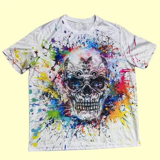 Color Splash Skull Graphic T-Shirt.